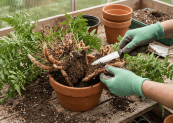 Samambaia-chorona rala? Aprenda o truque do rizoma peludo para dobrar o volume da planta