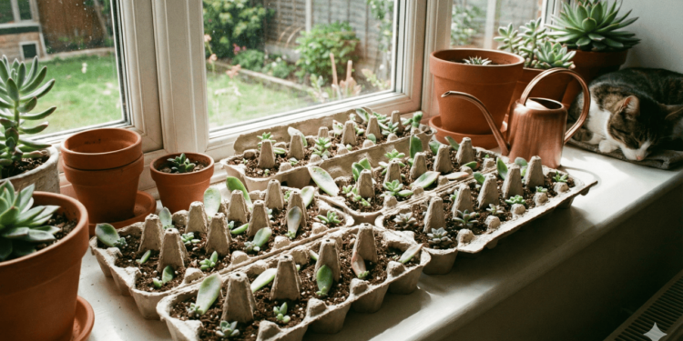 O berçário de suculentas em caixas de ovos nada mais é do que o uso das cavidades da embalagem de papelão