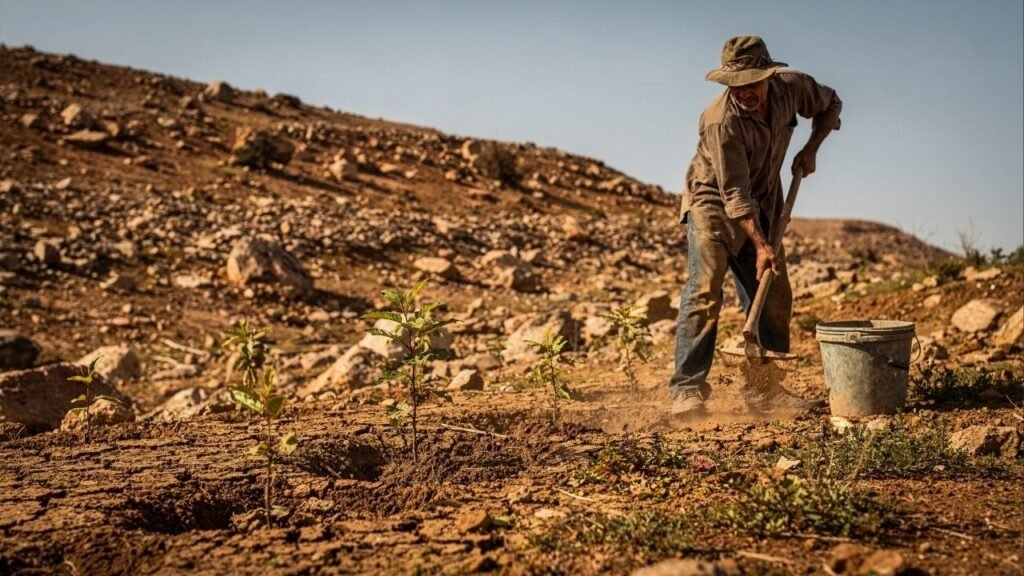 Aos 74 anos e sem as duas pernas, agricultor transforma deserto rochoso em floresta com mais de 20 mil árvores