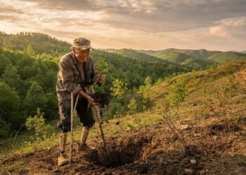 Aos 74 anos e sem as duas pernas, agricultor transforma deserto rochoso em floresta com mais de 20 mil árvores