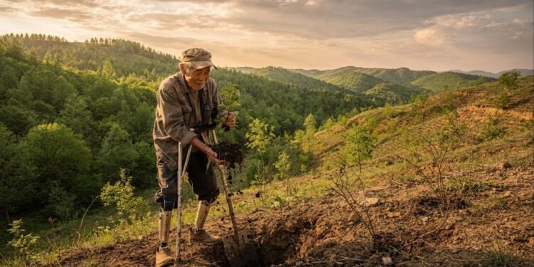Aos 74 anos e sem as duas pernas, agricultor transforma deserto rochoso em floresta com mais de 20 mil árvores