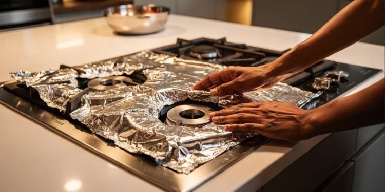 Comece a utilizar esse truque com papel alumínio na sua cozinha e acabe com a luta na hora de limpar o fogão