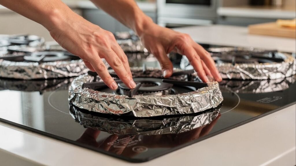 Comece a utilizar esse truque com papel alumínio na sua cozinha e acabe com a luta na hora de limpar o fogão