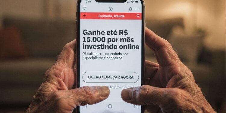 Aposentados estão sendo atraídos por site falso que promete R$ 15 mil por mês e usa jornalistas famosos para parecer confiável
