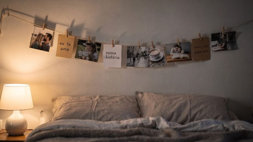 Como transformar memórias em decoração afetiva com um simples varal de fotos no estilo Pinterest
