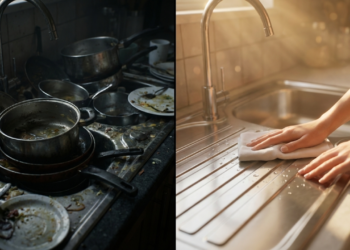 Disciplina começa na pia da cozinha, o gesto diário que separa organização de acomodação