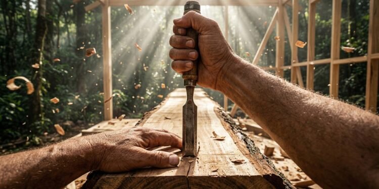 Sozinho na floresta, lenhador constrói casa com castanheiro, fardos de palha e reboco de terra e impressiona o Grand Designs
