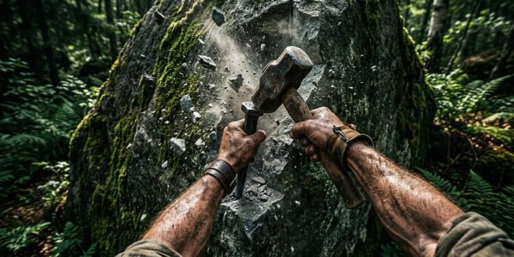 Homem passa 15 meses escavando uma rocha gigante e transforma o bloco em uma casa totalmente habitável