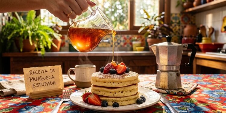 Como fazer a famosa panqueca americana estufada com textura de café da manhã de hotel