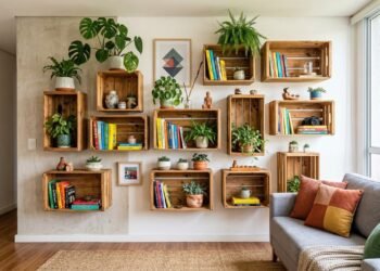 Transforme caixotes de feira em prateleiras flutuantes e veja como renovar a decoração gastando quase nada