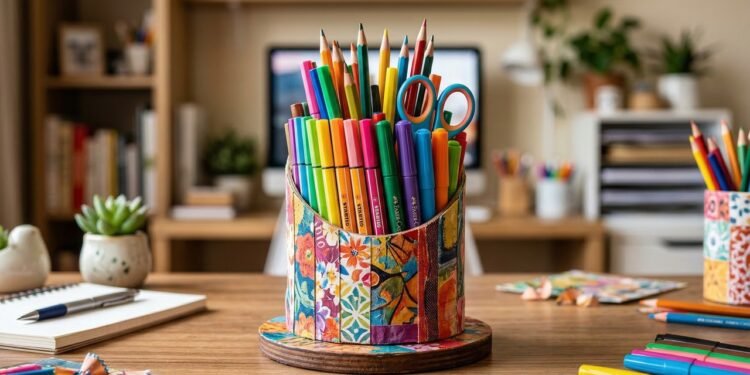 Pare de jogar rolo de papel toalha fora: aprenda a transformar em porta-canetas simples e criativo