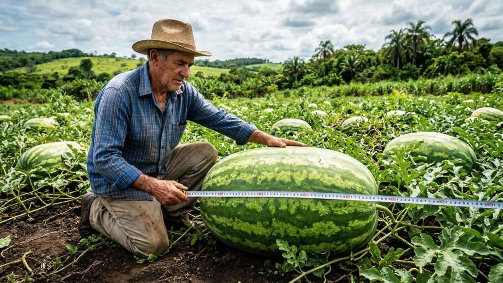 Melancias de 20 kg e abóboras de quase 300 kg chamam atenção no Brasil e revelam o que faz algumas frutas crescerem muito além do tamanho comum