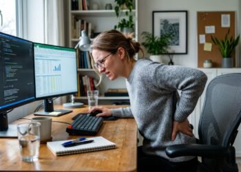 Sente dor nas costas ao sentar? Este erro de postura comum pode estar pressionando sua coluna sem você perceber