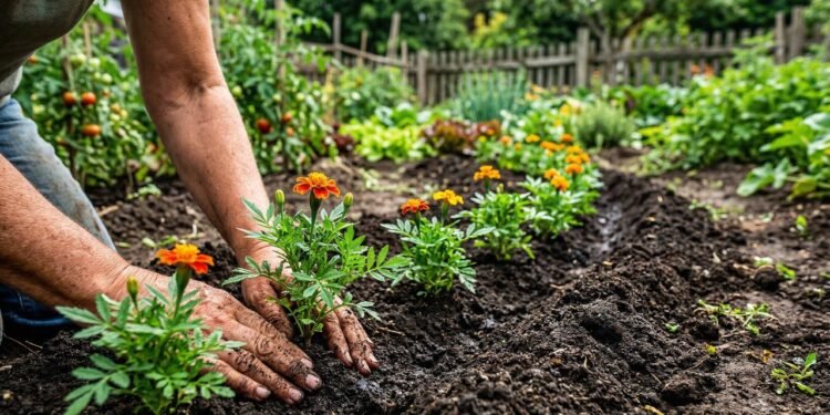Como plantar cravos-de-defunto nas bordas do canteiro e ajudar a proteger a horta naturalmente