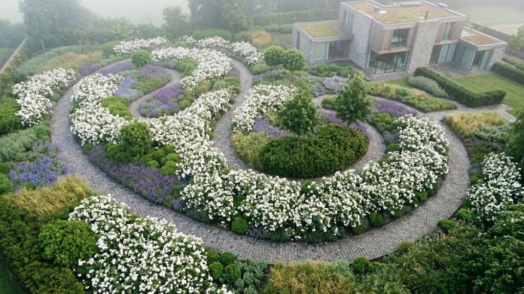 Essa roseira pouco conhecida e muito resistente cria um efeito de “cortina de flores” que muda qualquer varanda