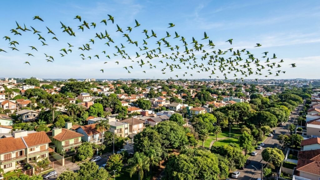Se você vê periquitos voando perto de casa, seu bairro pode ter uma característica ambiental especial