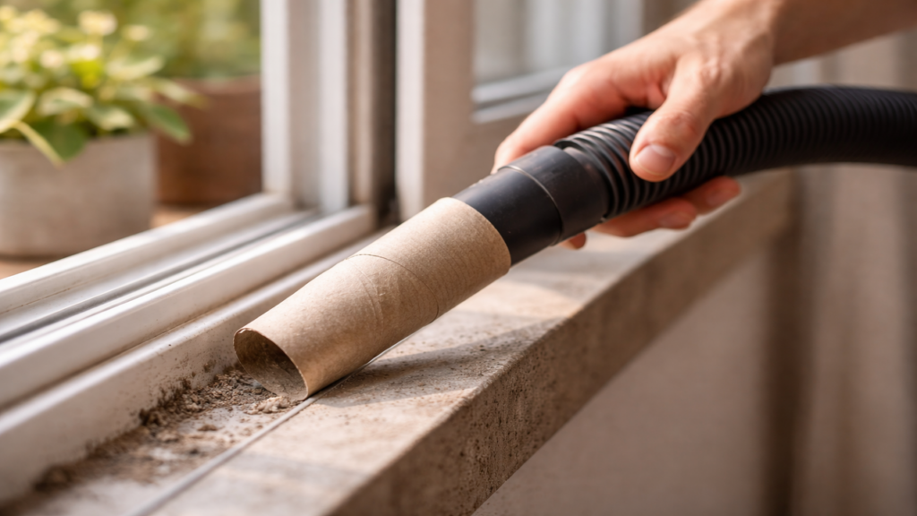 Tubo de papel higiênico reciclado ajuda a limpar cantos difíceis