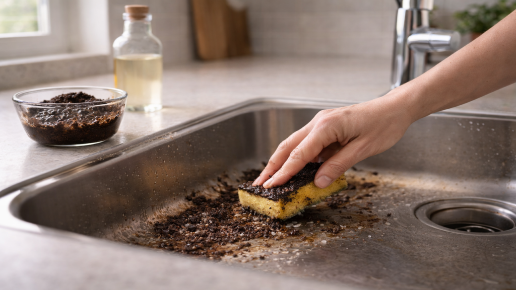 O truque com café usado e vinagre que ajuda na limpeza