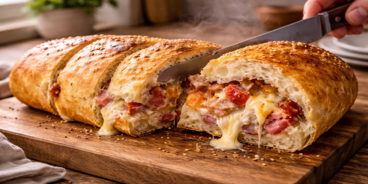 O pão recheado gigante mais irresistível para um lanche caprichado