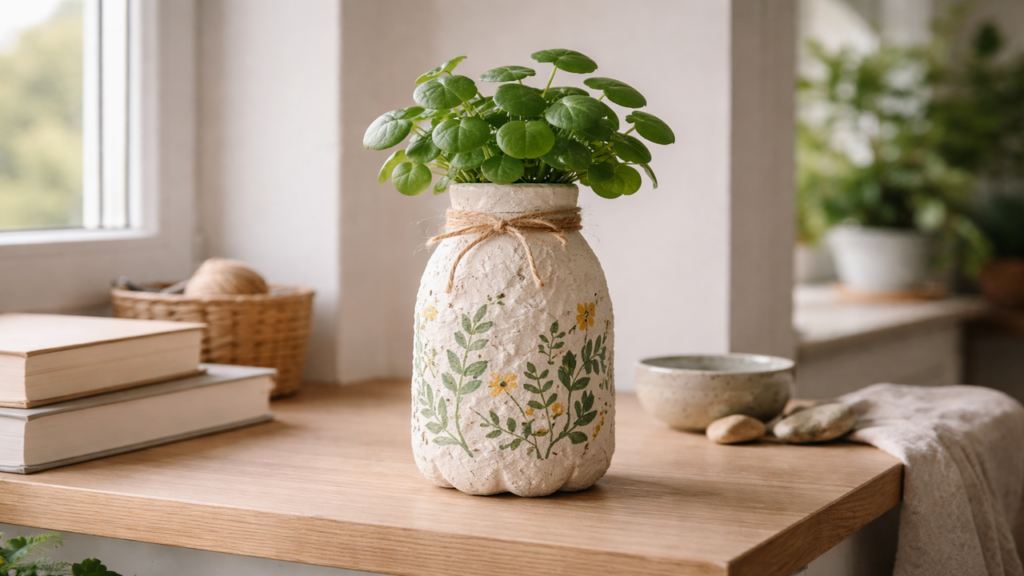 Vaso com garrafa e caixa de ovos vira tendência sustentável