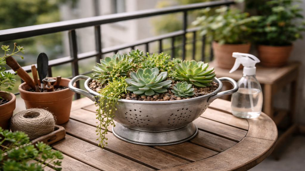 Escorredor de macarrão vira vaso e conquista casas