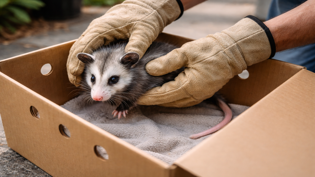Filhote de gambá no quintal exige cuidado imediato