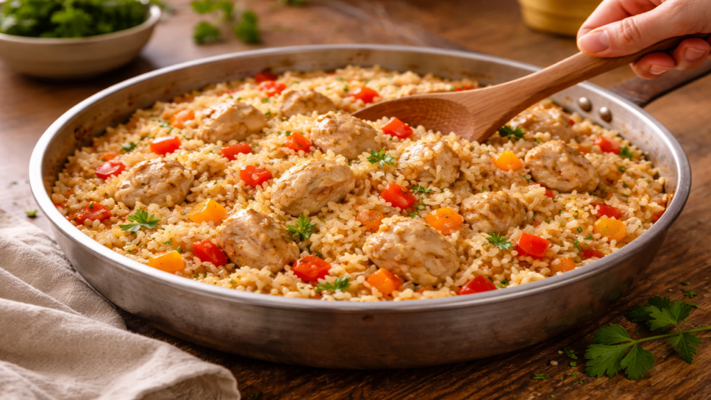 O jeito mais fácil de fazer arroz com frango incrível