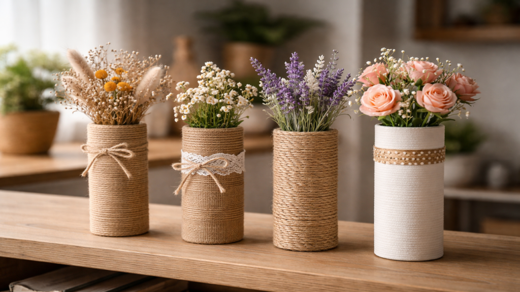 Jarrinho com papel toalha transforma lixo em decoração