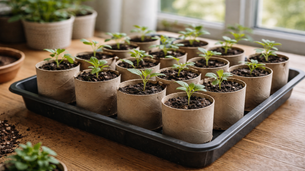 Vasos com rolo de papel são tendência na horta