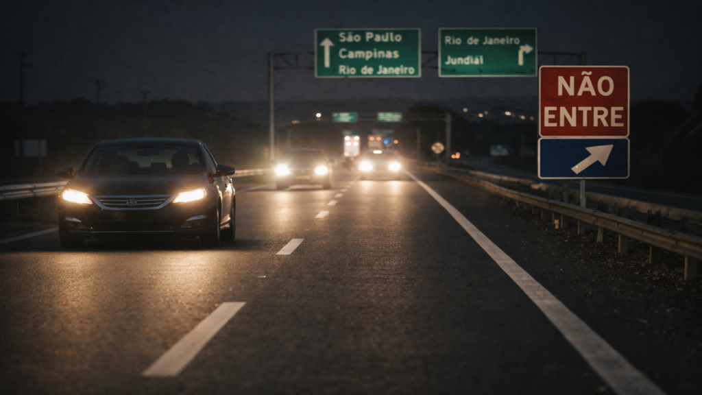 Motorista dirige na contramão por quilômetros e é detido