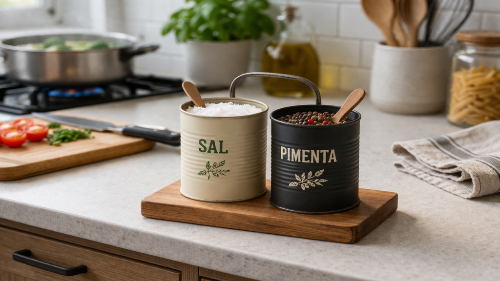 Transforme latas de conserva em porta temperos