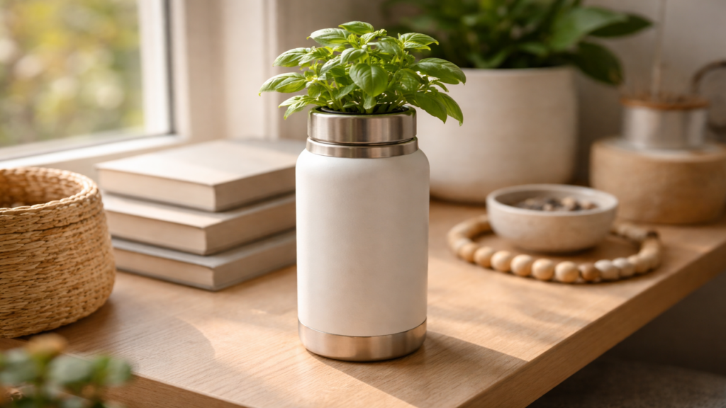 Garrafas térmicas viram vasos criativos e sustentáveis em casa