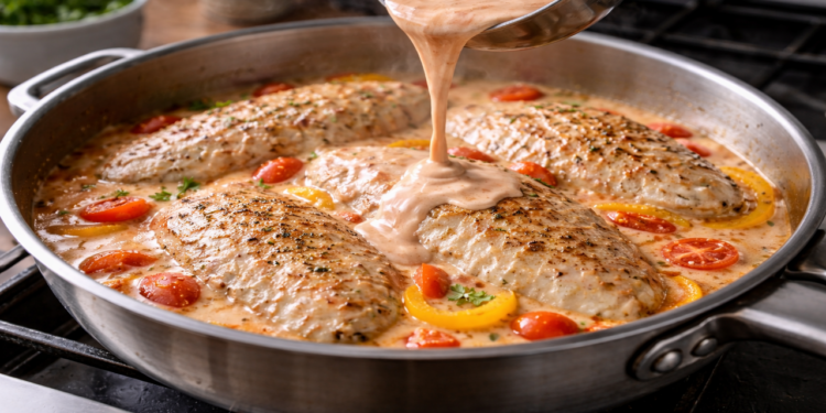 Filé de tilápia ao molho cremoso na panela única