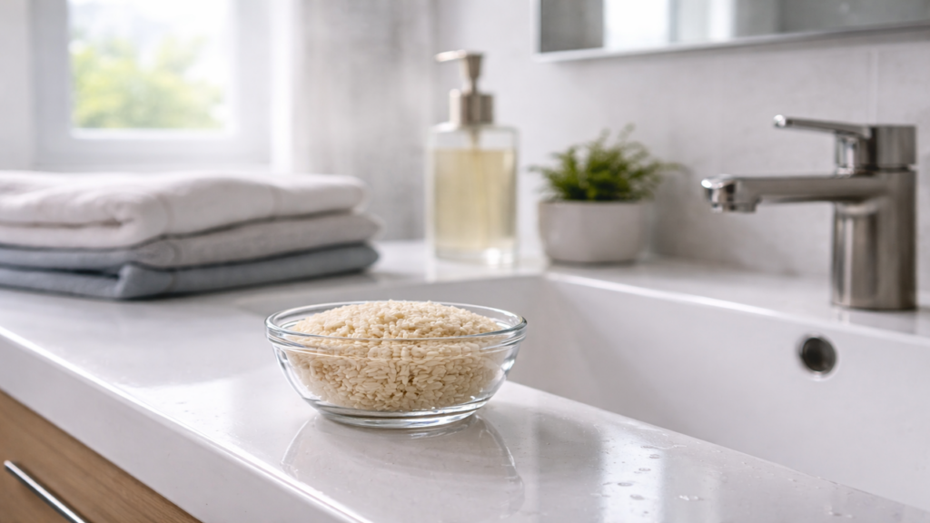 O truque do arroz que ajuda a tirar umidade do banheiro