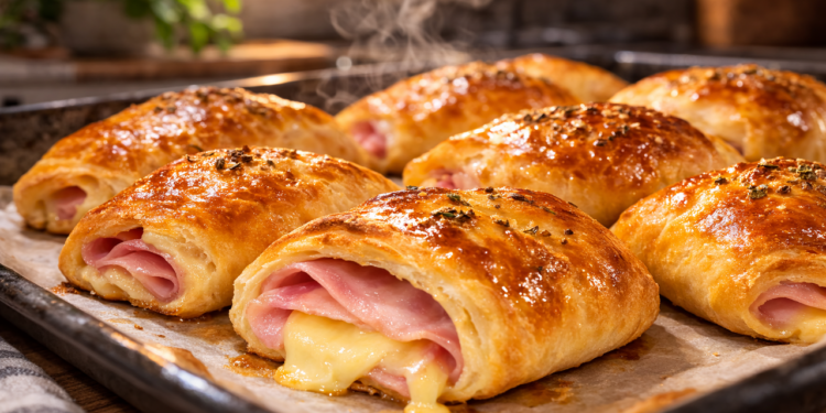 Salgado assado de presunto e queijo fácil