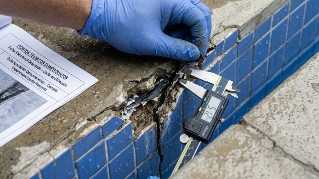 Dono de casa viu a piscina perder água dia após dia, processou a construtora e a perícia revelou uma falha que custou caro