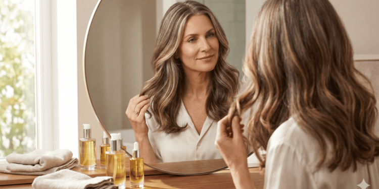 Geralmente o profissional combina coloração permanente, tonalizante e, às vezes, luzes bem finas para evitar blocos