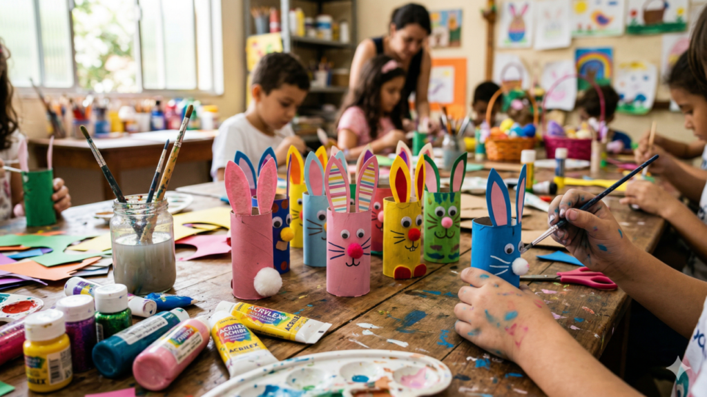 Coelho de Páscoa com rolo de papel é a ideia mais criativa e barata