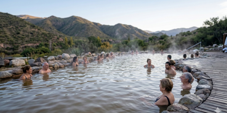 Banhos relaxantes em piscinas naturais aquecidas