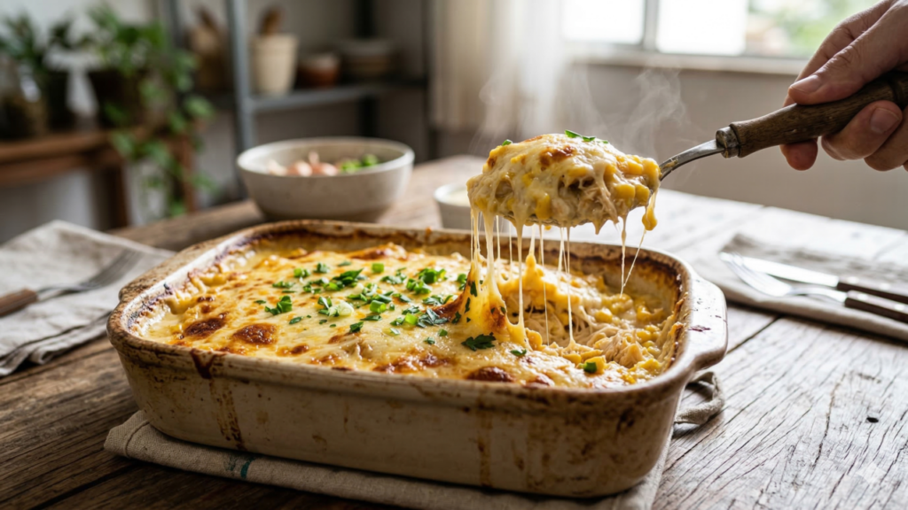 Quando frango e creme de milho se encontram na travessa