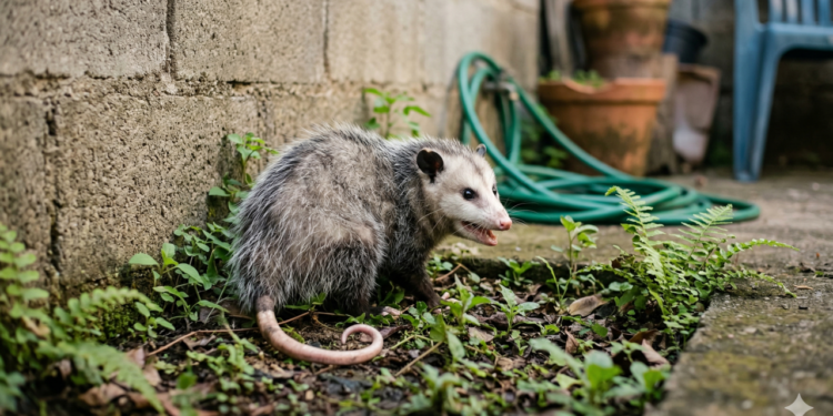 Filhote de gambá no quintal exige cuidado imediato