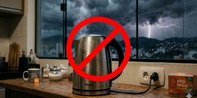 Micro-ondas na tomada durante chuva pode dar prejuízo