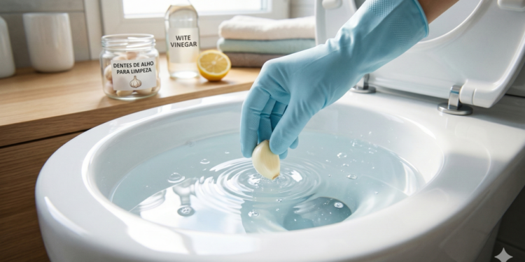 O truque do alho que promete ajudar na limpeza do banheiro