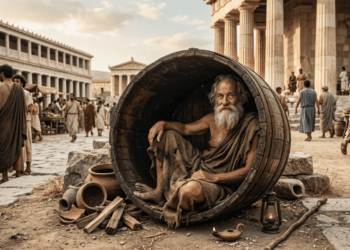 O filósofo que decidiu morar dentro de um grande barril para provar que quase nada é necessário para viver