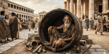 O filósofo que decidiu morar dentro de um grande barril para provar que quase nada é necessário para viver