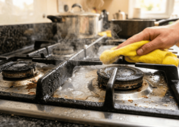 Nem vinagre, nem bicarbonato, o jeito mais eficiente de tirar gordura do fogão sem danificar