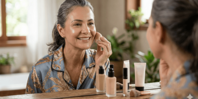 Uma boa limpeza, sem deixar a pele “esticada”, é o ponto de partida para a maquiagem não marcar as rugas