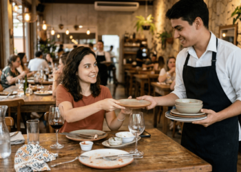 O que significa ajudar o garçom a organizar a mesa, segundo a psicologia