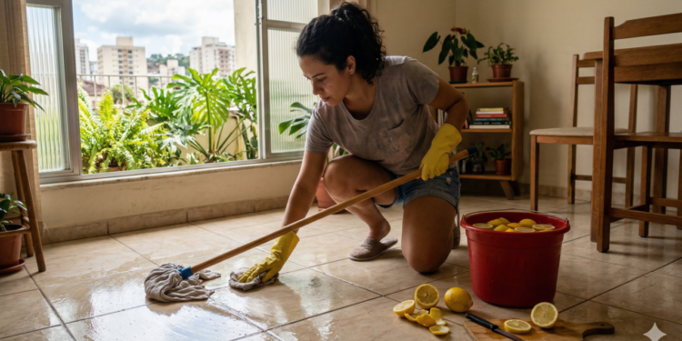 Limpar piso com água e limão é o truque mais simples e eficiente
