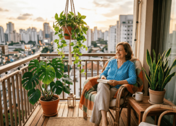 Mulher de 67 anos transforma canto vazio da varanda com três plantas fáceis de cuidar